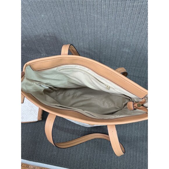 Rosetti Beige & Tan Tote Bag With Geometric Pattern & Matching Pouch - Picture 13 of 13